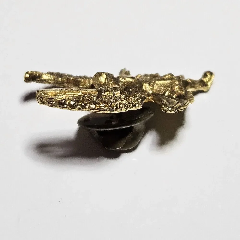 Trinity Broadcasting Network Warrior Angel Pin Brooch Gold Tone Aprox 1 inch